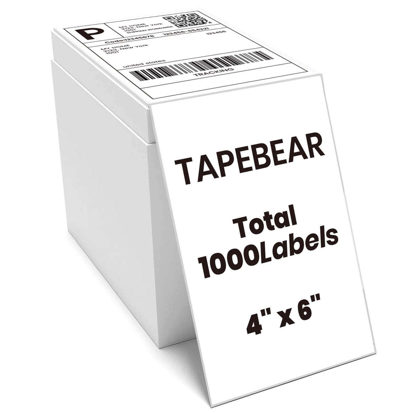 TAPEBEAR 4x6 Direct Thermal Labels Fan-Fold 1000Labels, Top-Coated, Waterproof Oilproof, Scratch Resistant, BPA/BPS-Free, Address White Blank Shipping Labels Clearly Printed for Small Business