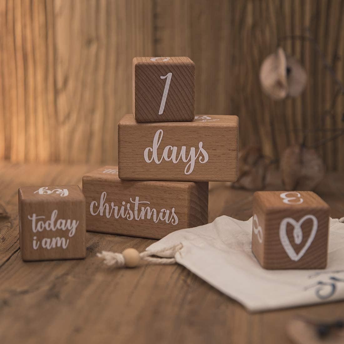 Milestone Blocks Set of 6 Baby Age Blocks for Monthly Milestone Wooden Photo Props Set Perfect for Baby Shower and Keepsake