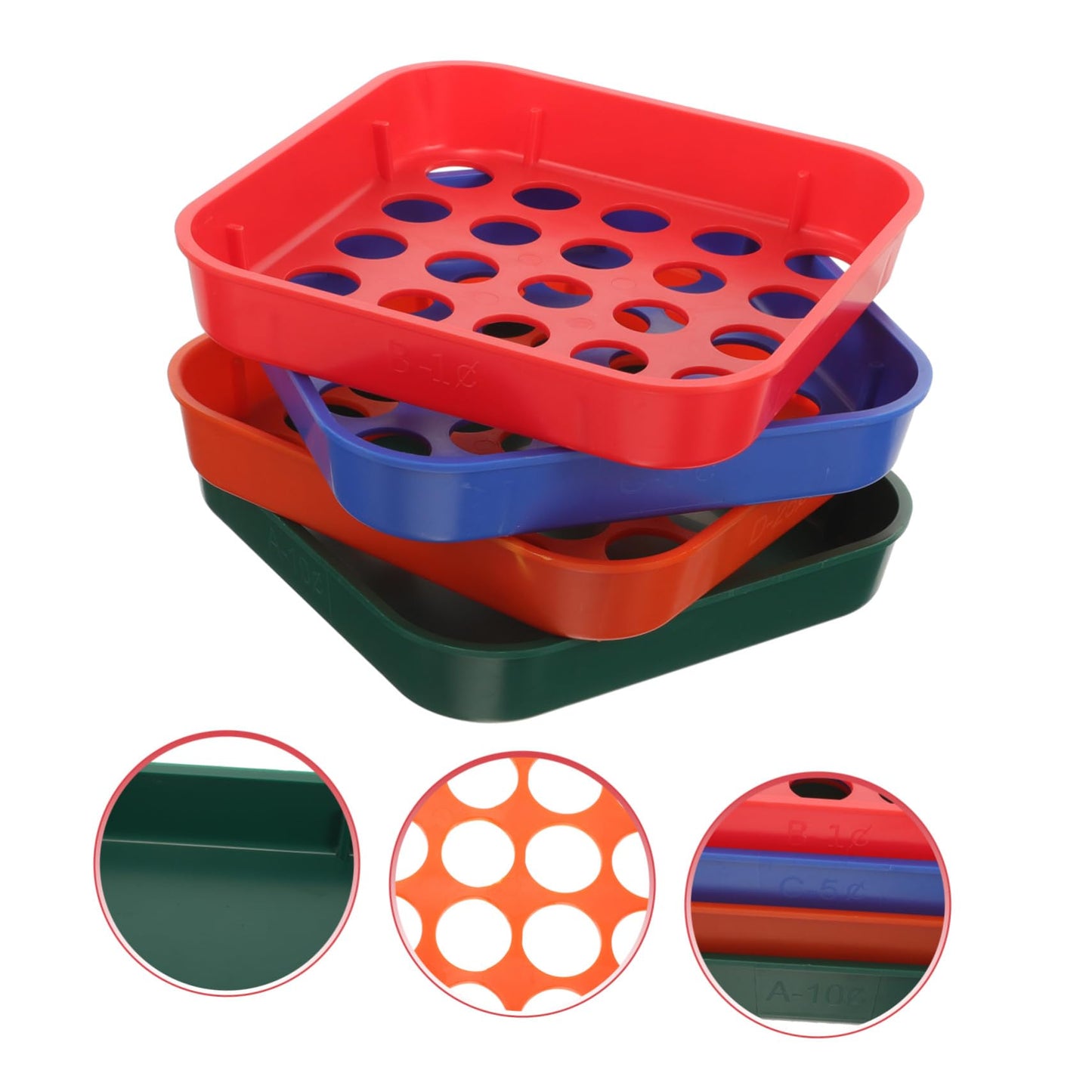 DOITOOL Coin Sorting Trays 4-Pack Plastic Reusable Coin Sorter Tray for Canadian Currency Stackable Sorting Tool for Cash Register and Bank Use