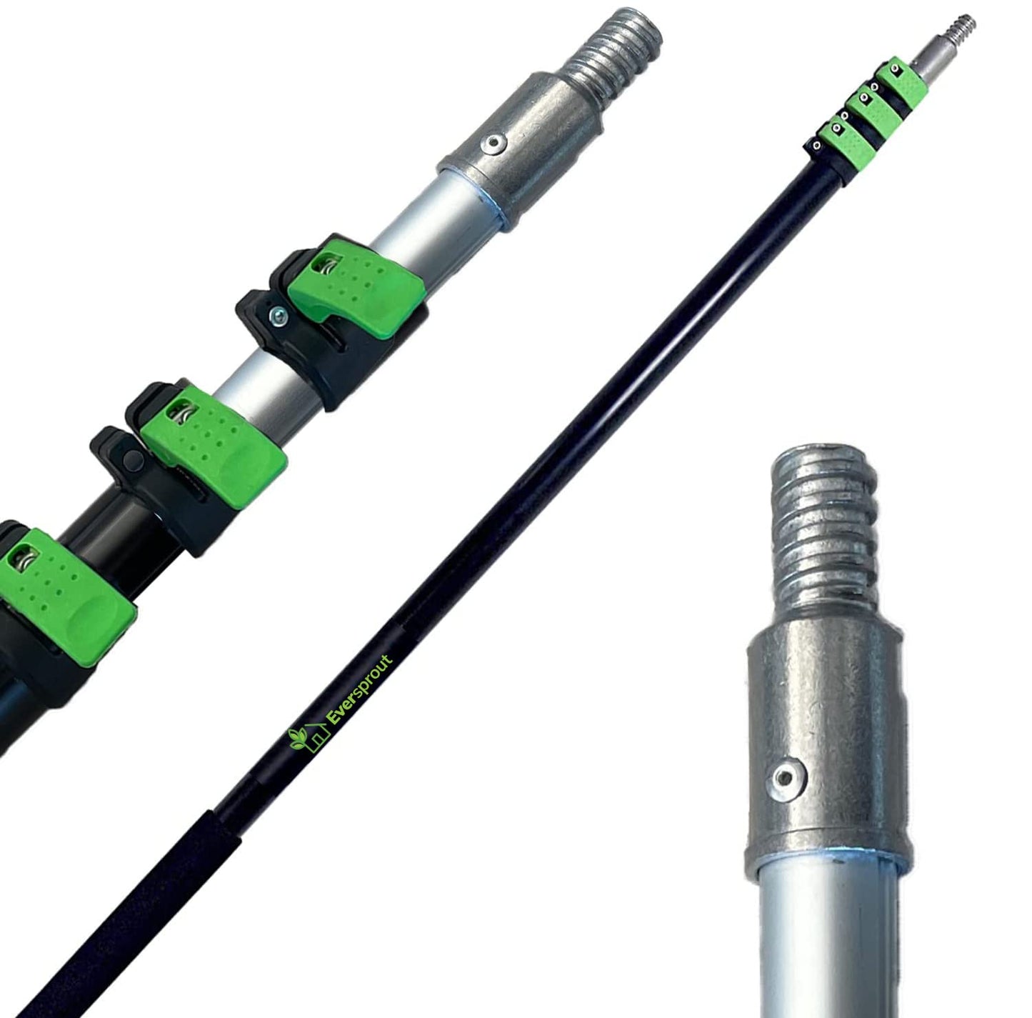 EVERSPROUT 7-to-24 Foot Telescopic Extension Pole (30 Foot Reach) | Heavy Duty, Rust-Resistant Aluminum | 3/4” Thread Tip Works for Twist-On Squeegee, Duster, Paint Roller, Bulb Changer (Pole only)