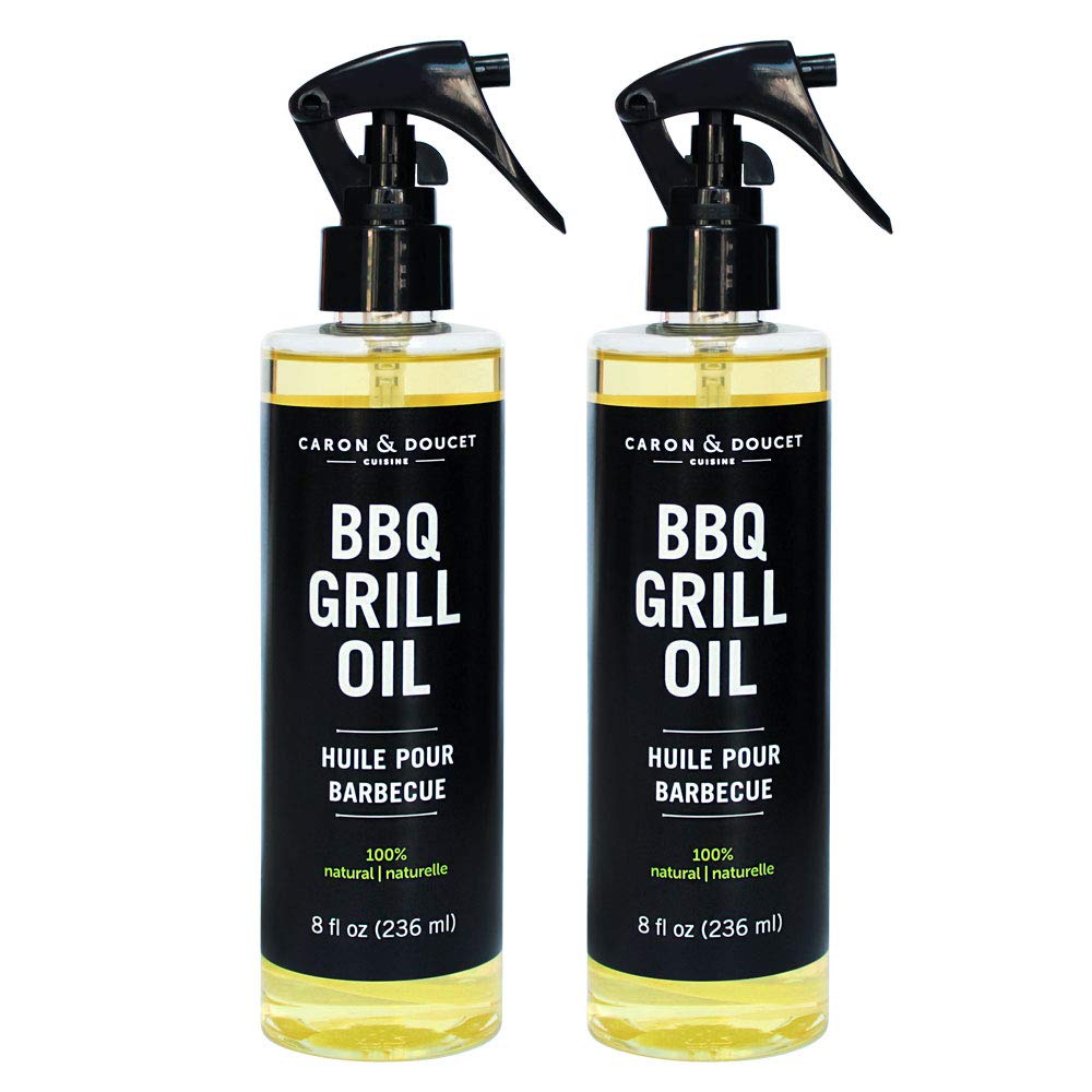Caron & Doucet - BBQ Grill Cleaner Oil | Plant-Based & Vegan | Best for Cleaning Barbeque Grills & Grates | Use with Wooden Scrapers, Brushes, Accessories & Tools | Great Gift for Dad! (8 oz 2 Pack)