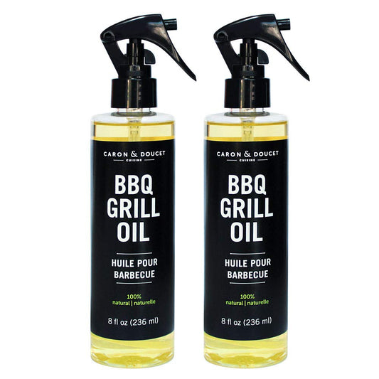 Caron & Doucet - BBQ Grill Cleaner Oil | Plant-Based & Vegan | Best for Cleaning Barbeque Grills & Grates | Use with Wooden Scrapers, Brushes, Accessories & Tools | Great Gift for Dad! (8 oz 2 Pack)