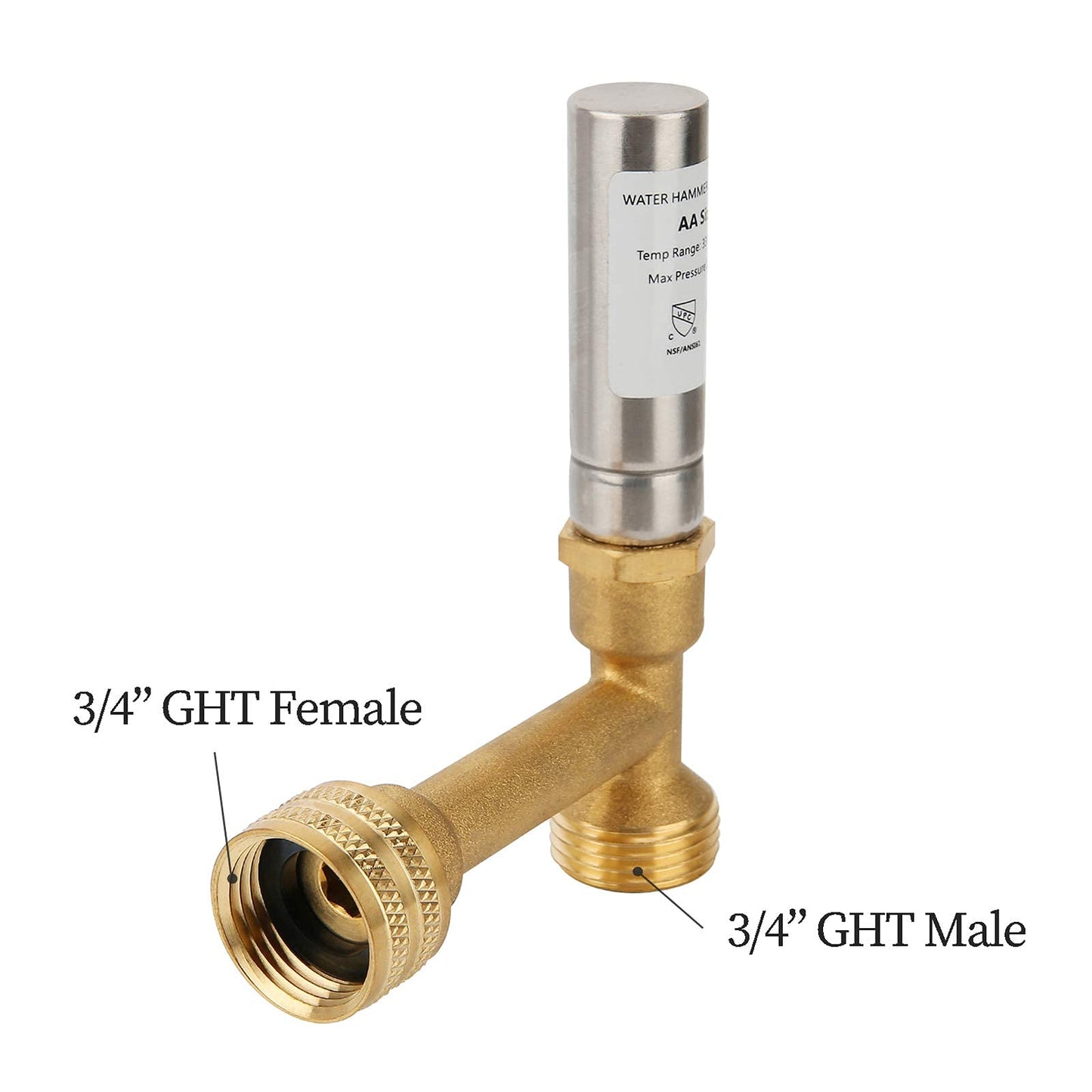 Watflow Water Hammer Arrestor 3/4" GHT Thread, Air Hammer Arrestor, for Washing Machine and Toilet, 2 Pcs