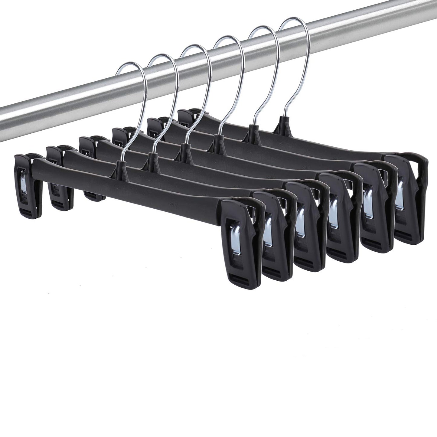 Tosnail 40 Pack 12 Inch Plastic Skirt Pants Clothes Hangers with Non-Slip Big Clips and Swivel Hook - Black