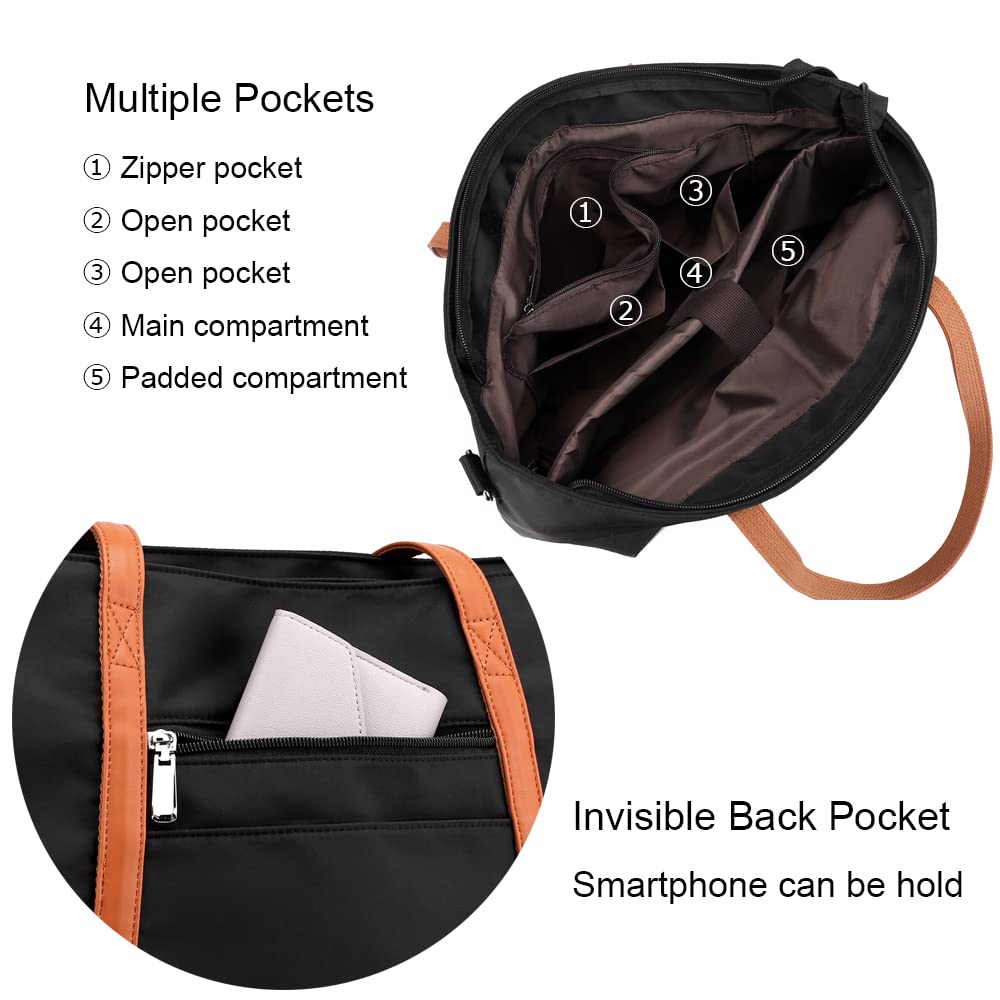 Tote Bag for Women Nylon 15.6 Inch Laptop Shoulder Handbag Purse for Travel Work School