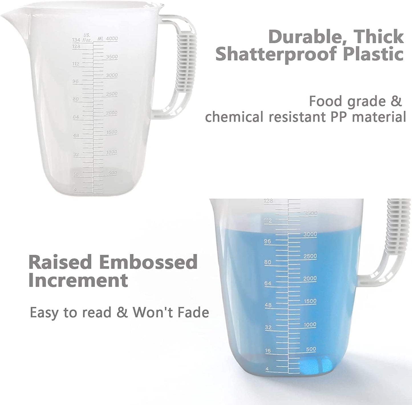 WhiteRhino 4L Measuring Jug, Extra Large Measuring Cup, Measuring Cup, Food Grade Material, Ideal for Painting, Chemicals, Motor-Glass Measuring Plastic