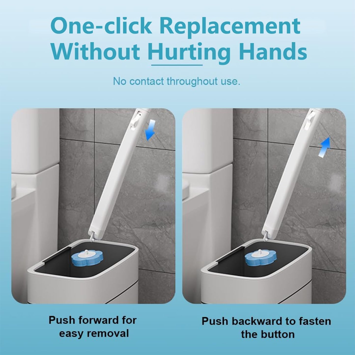Disposable Toilet Brush with 54 Refill Heads, 2 Handles & Holders Included – No-Touch Toilet Bowl Cleaning System with Ocean Fresh Scent, Wall-Mounted or Freestanding Bathroom Cleaner