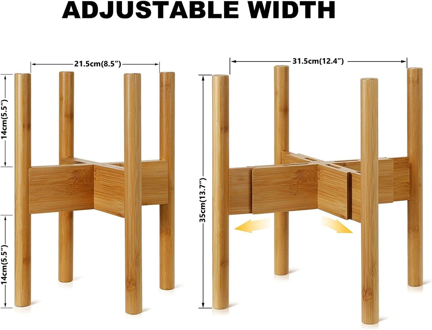 2-Pack Plant Stand, Mid-Century Modern Flower Pot Holder, Adjustable Plant Stand for Multiple Pots, Indoor Space Saving Vertical Plant Shelf, Fits Pot Size of 20-30 CM (Plant Pot NOT Included)