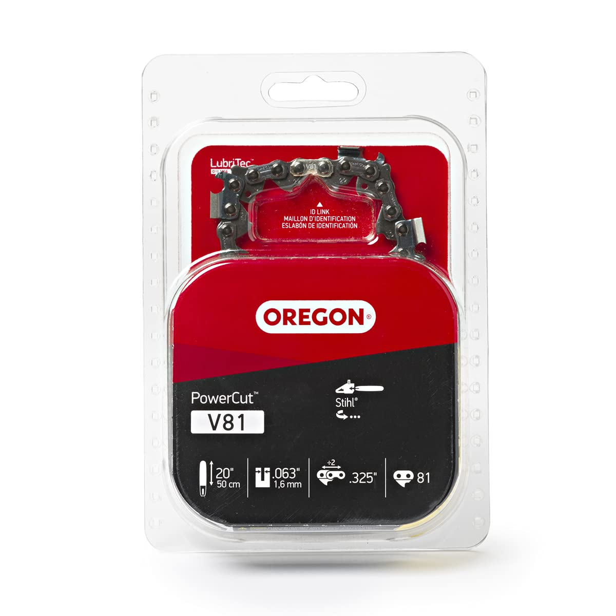 Oregon V81 PowerCut Chainsaw Chain for 20-Inch Bar - 81 Drive Links – fits Several Stihl Models and More