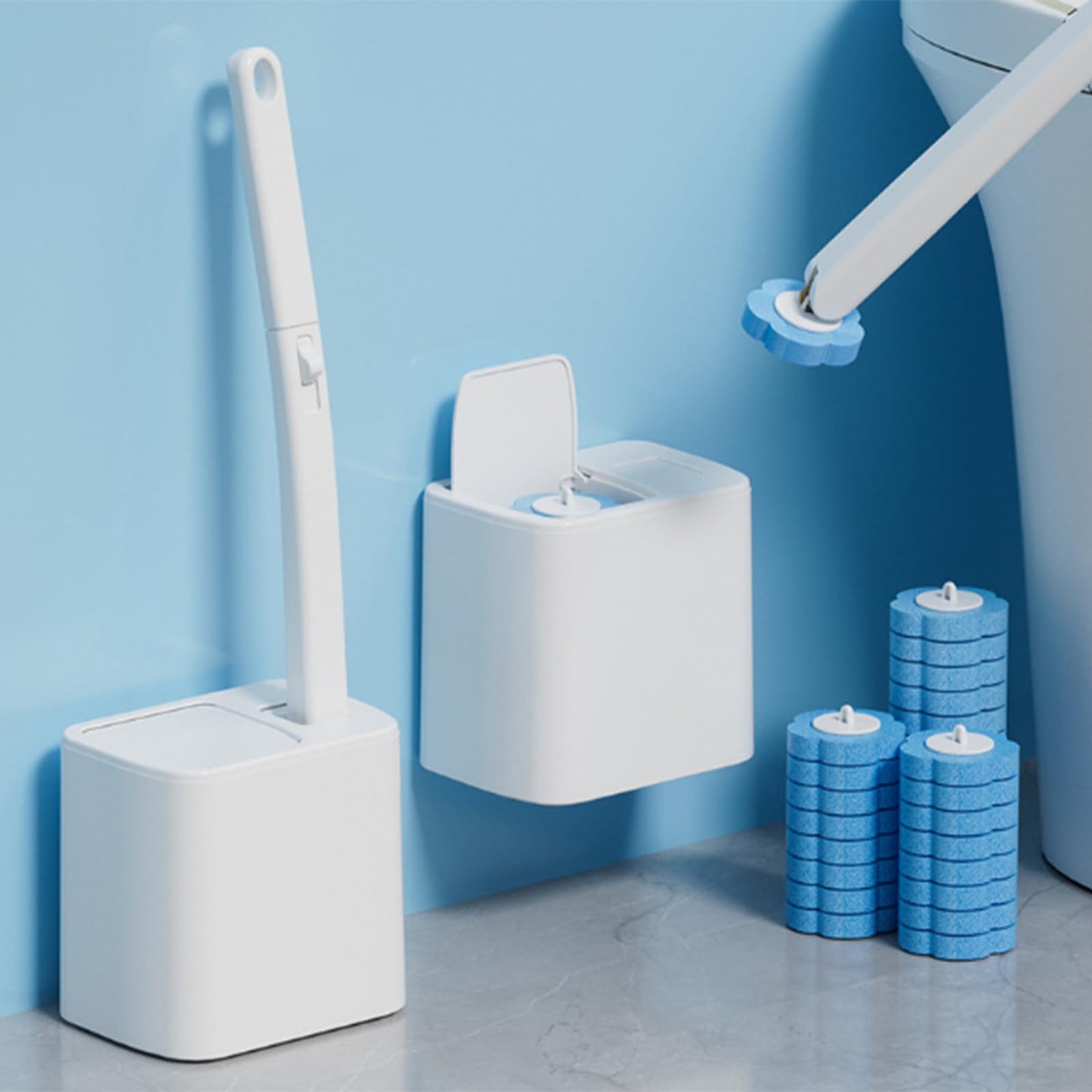 Snofrid Toilet Disposable Brush with Holder & Refill Heads - Hygienic Sanitary Toilet Cleaner for Easy Cleaning, Streak-Free Fresh Bathroom, No Mess Disposable Toilet Bowl (1, Refill (36 pcs))