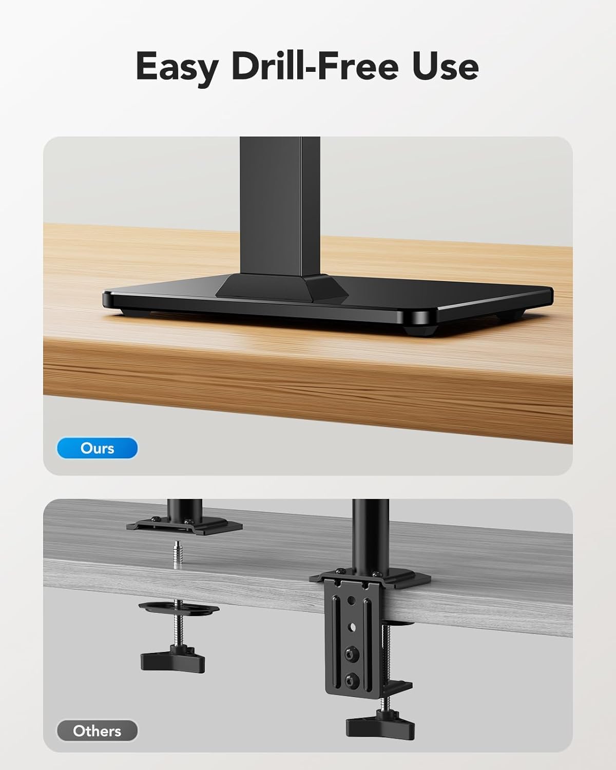 HUANUO Monitor Stand, Freestanding VESA Monitor Mount for 13″–34″ Screens up to 44 lbs, 5 Height Options, Swivel Desk Monitor Stand Riser with 360° Rotation, Tilt, 75x75mm/100x100mm VESA, HNTVS29