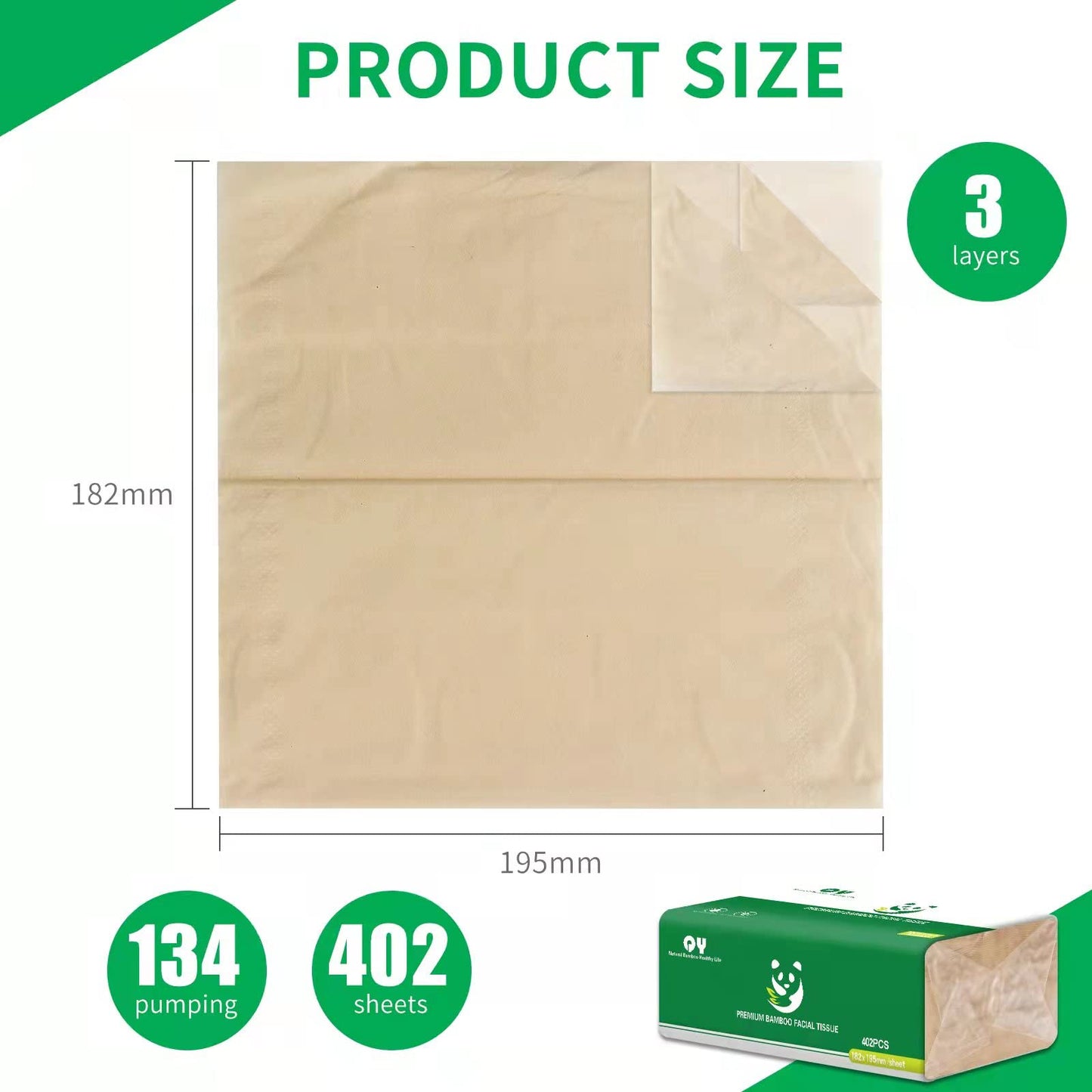 Soft Durable Bamboo Facial Tissues - 3 Ply Natural Facial Tissue Multi-Purpose Bamboo Paper Unscented Dry Or Wet Use Suitable for Bathroom,Kitchen,Home,Office 12 Packs
