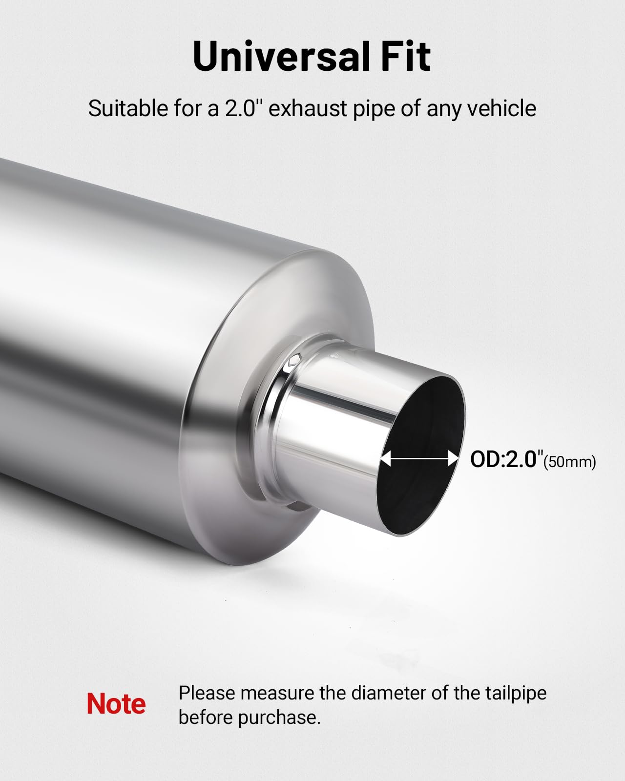 EVIL ENERGY 2" Resonator Muffler Stainless Steel (2.0 inch Inlet/Outlet, 13.8" Length)