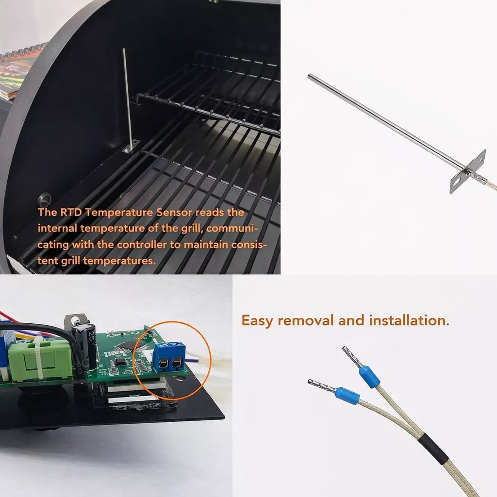 Digital Thermostat Controller Kit Compatible with Traeger Pellet Grills BAC200 BAC236 BAC283 BAC388 Replacement Parts with LED Display Temperature Control Panel & 7" RTD Temperature Sensor Probe