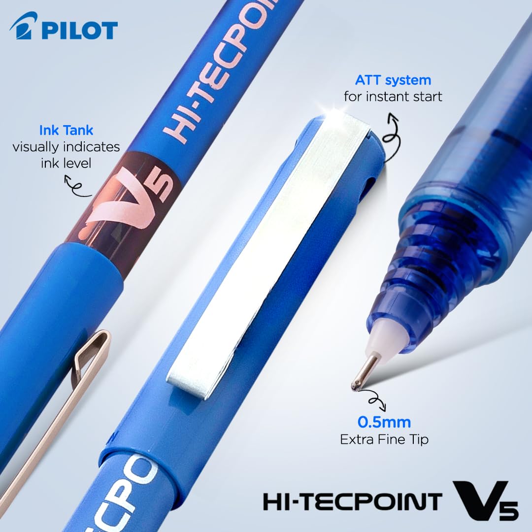Pilot Hi-Tecpoint V5 Pen, Blue (Pack of 12)