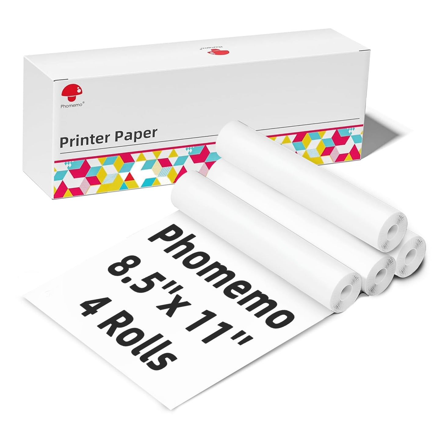 Phomemo M832 Thermal Paper 8.5" x 11", 4 Rolls US Letter Thermal Printer Paper, Quick-Dry Thermal Roll Paper Compatible with M832D M832 M834 M835 A285M Portable Printer