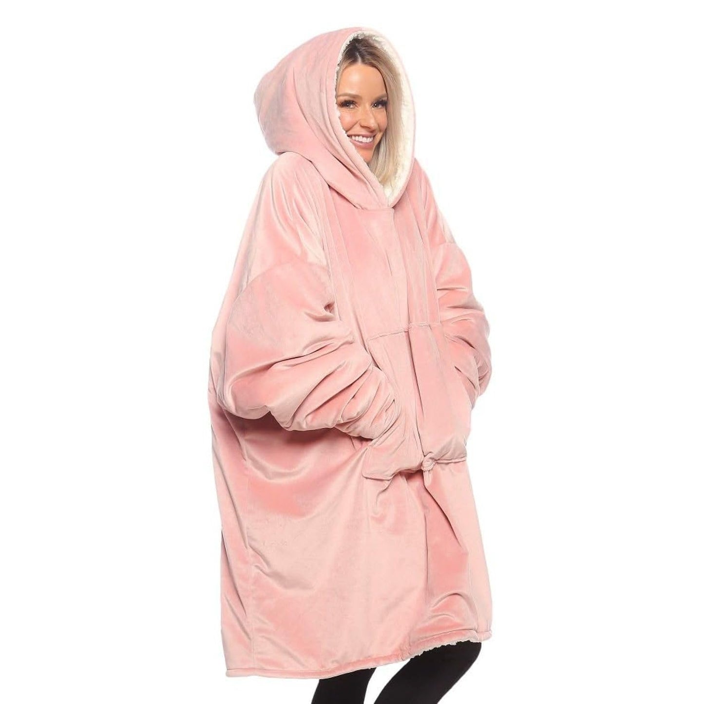 THE COMFY Original | Sherpa Lined Microfiber Fleece Wearable Blanket, Oversized Design with Hood and Pocket, From Shark Tank, for Women & Men, Warm and Cozy Gifts