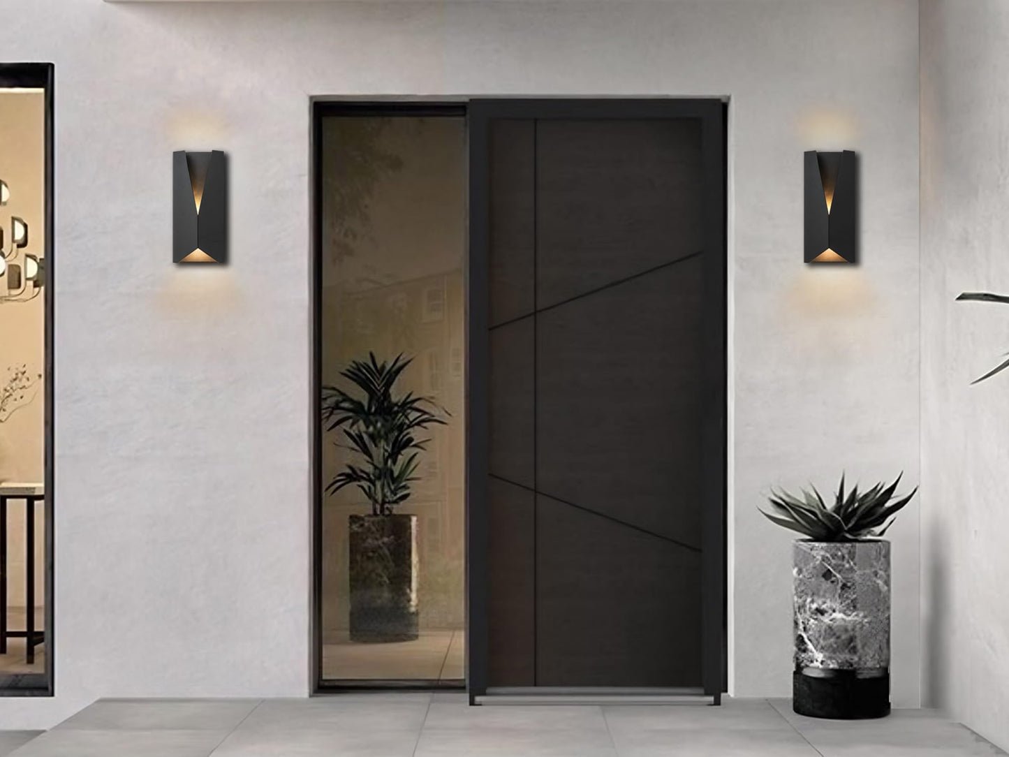 OUPAVOCS Modern Outdoor Wall Lights Exterior, Black Dimmable LED Wall Sconce, 14 Inch Front Porch Light Fixture Wall Mount, Waterproof Patio Sconce Lighting for House, Commercial, 2-Pack