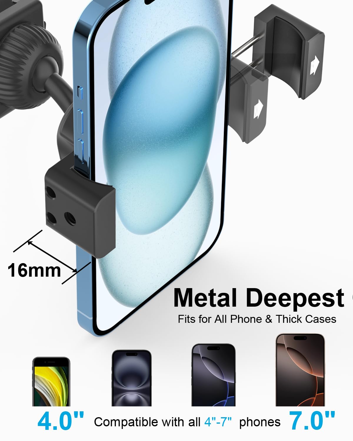 woleyi Car Steering Wheel Phone Holder - [Thick Cases Friendly] 360° Rotatable Phone Holders for Your Car Mount Automobile Hands Free Cradle for iPhone Air 17 16 15 14 13 Pro Max, Galaxy, 4-7" Phones