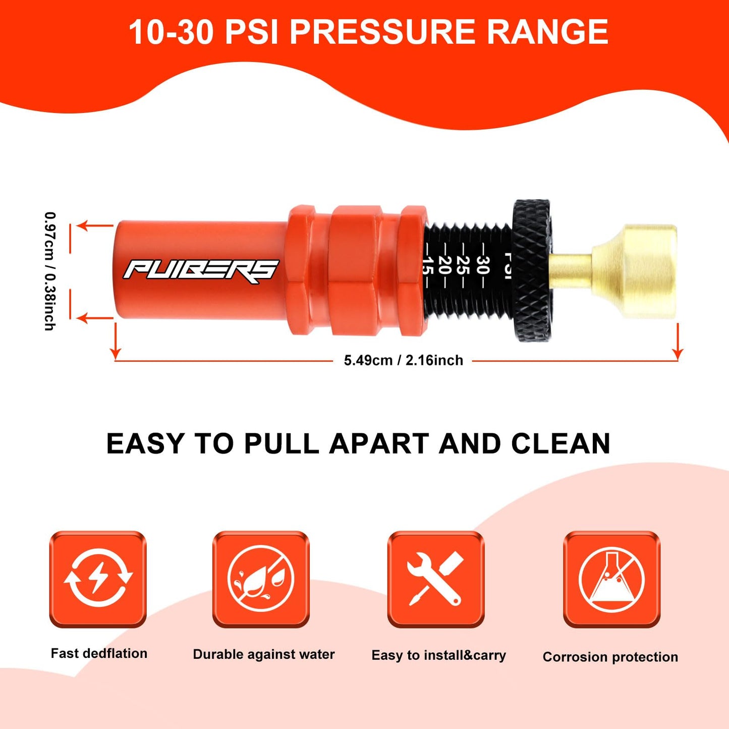 Tire Deflator Adjustable Auto-Stop - Precision Air Down Tire Deflators Tool for Truck, SUV, Motorcycle, Offroad 4x4,Tyre Deflator Valve Kit Tool with PSI & Bar Scales(0.7-2.1bar/10-30PSI)