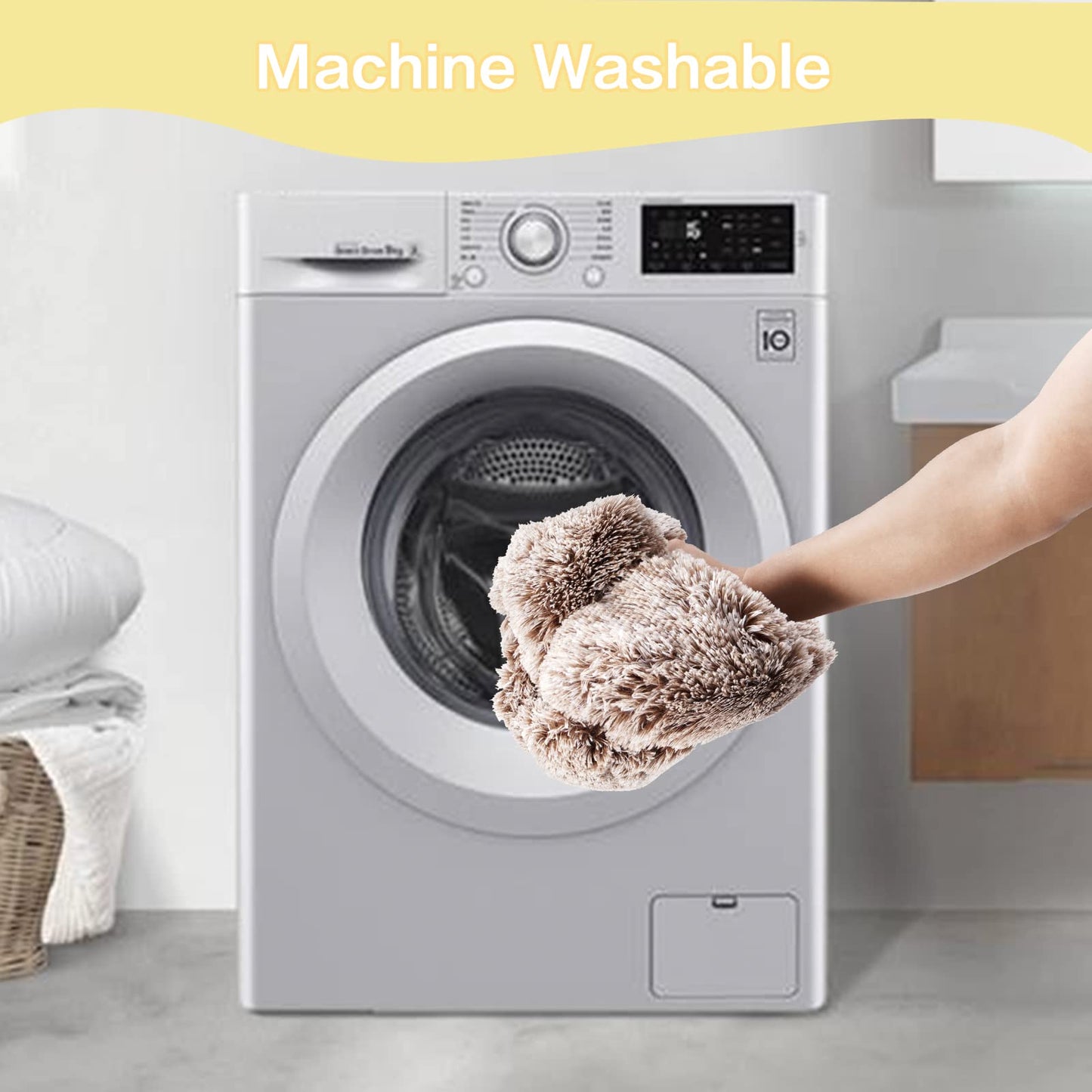 Bedfolks Calming Donut Dog Bed, 30 Inches Round Fluffy Dog Beds for Midium Dogs, Anti-Anxiety Plush Dog Bed, Washable Pet Bed with Non-Slip Bottom (Brown, Medium)