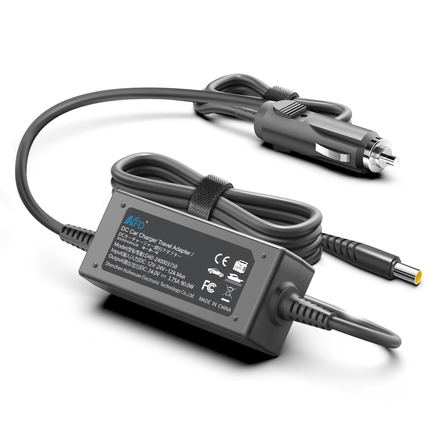 KFD 12V/24V Car Charger - 90W Power Supply for ResMed S10 Series CPAP/BiPAP Machines, AirSense 10, AirCurve 10