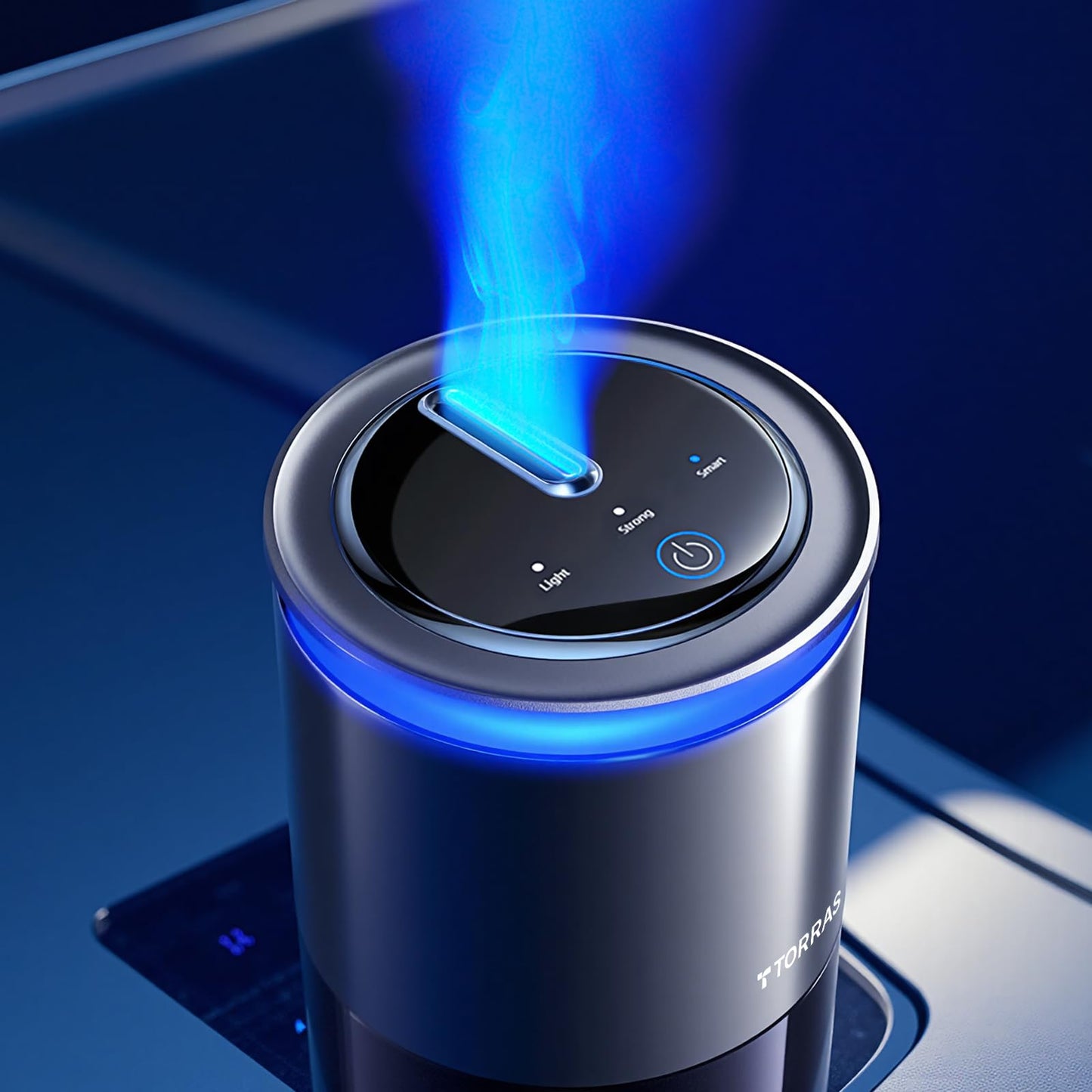 TORRAS Smart Car Air Freshener, Ultrasonic Mist, Blue Light Enhanced Fountain Nozzle, Automatic On/Off, Adjustable Fragrance, Ambient Light, Premium Cologne Scent, CF12 Car Diffuser