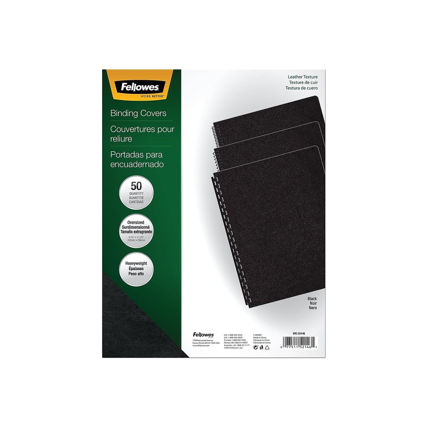 Fellowes Executive Presentation Cover, 11-1/4 x 8-3/4-Inch, 50 Per-Pack, Black (52146)