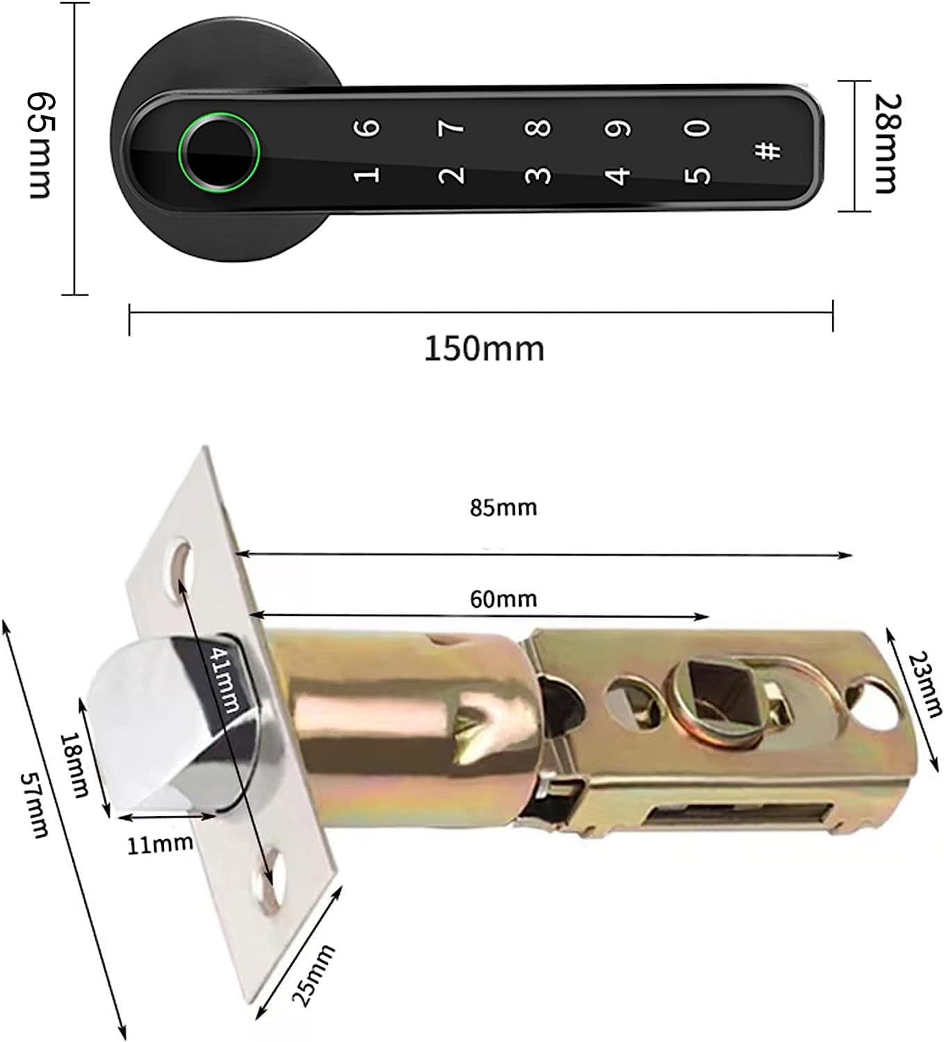 TEKXDD Smart Door Lock with Keypad Handle - Home/Apartment/Bedroom 4-in-1 Lock,Password/Fingerprint/Key/Tuya BLE APP Unlocking