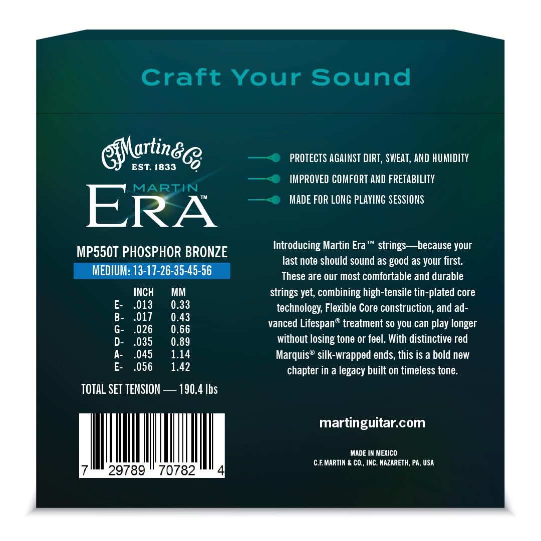 Martin MP550T Era Acoustic Guitar Strings, Medium