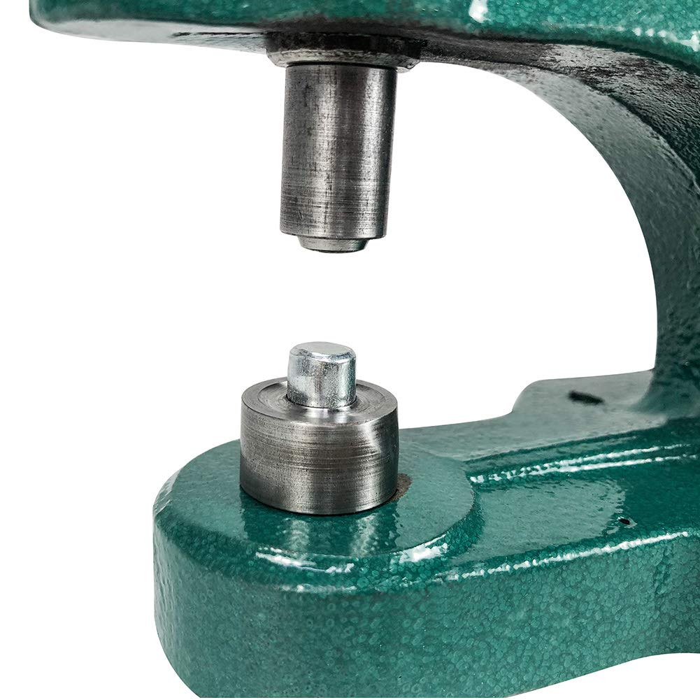 QWORK Hand Press Heavy Duty Eyelet Grommet Machine Punch Tool Kit with 3 Dies and 1500 Pcs Silver Grommets