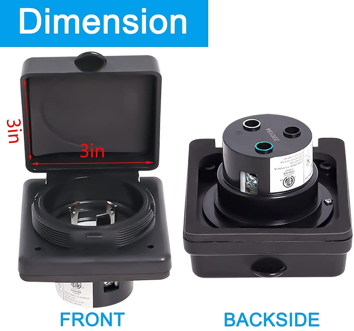 30Amp RV Power Inlet Kit, Including RV Power Inlet Receptacle, Female Twist Lock Adapter and Yellow Weatherproof Cover Boot, 125V RV Power Inlet Plug for RV Camper Trailer Boat Caravan Truck Yacht