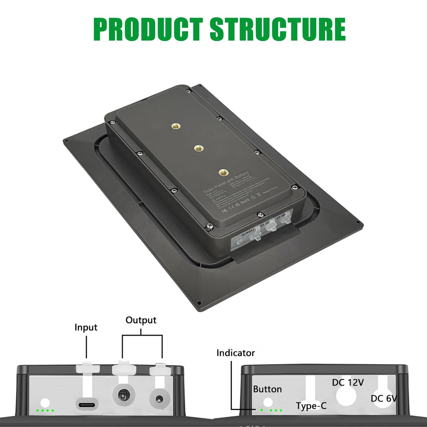 SLODA 8W Trail Camera Solar Panel,Solar Battery Charger Kit for Trail Cameras-12V/1.5A,6V/2.0A,12000mAh Rechargeable Lithium Battery IP66 Waterproof