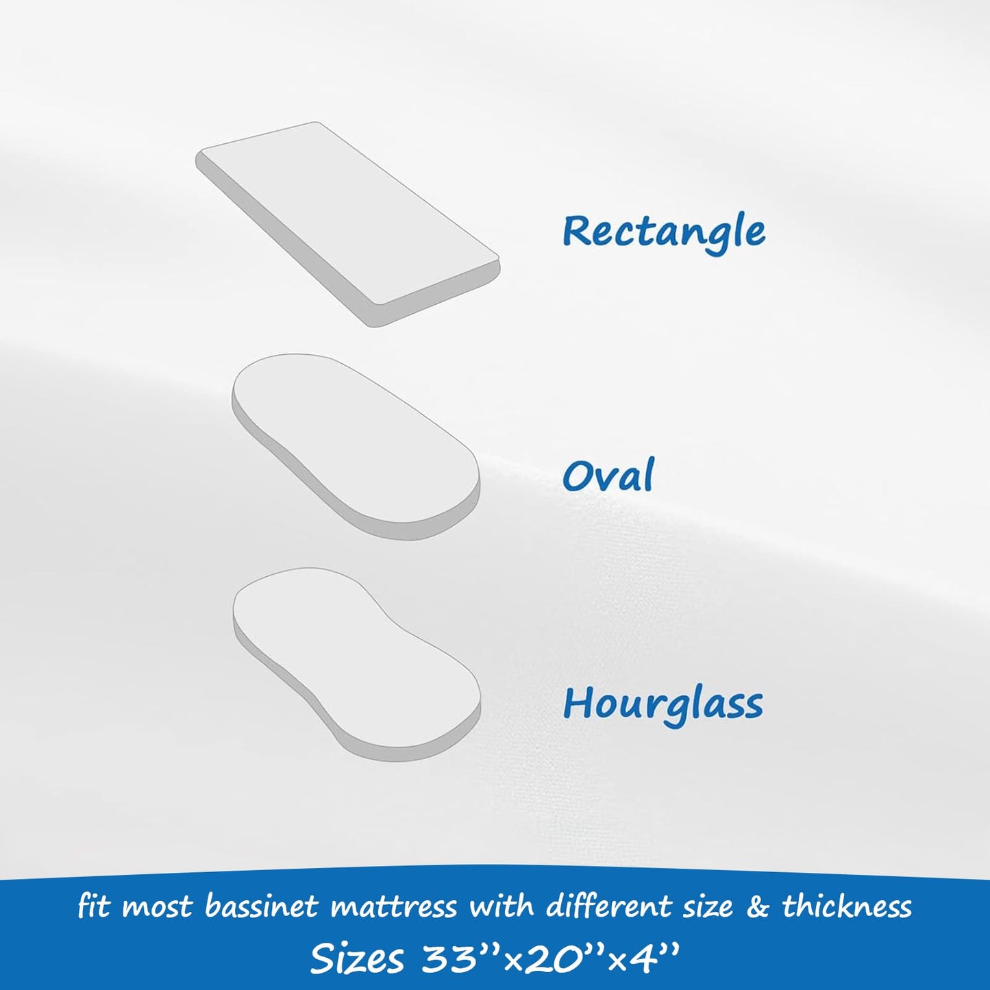 Bassinet Mattress Pad Cover Fit for Baby Delight/Mika Micky/Dream On Me Lotus/ANGELBLISS/KoolerThings (3 in 1) Bedside Sleeper, Waterproof Bassinet Mattress Protector Quilted Bassinet Sheets 2 Pack