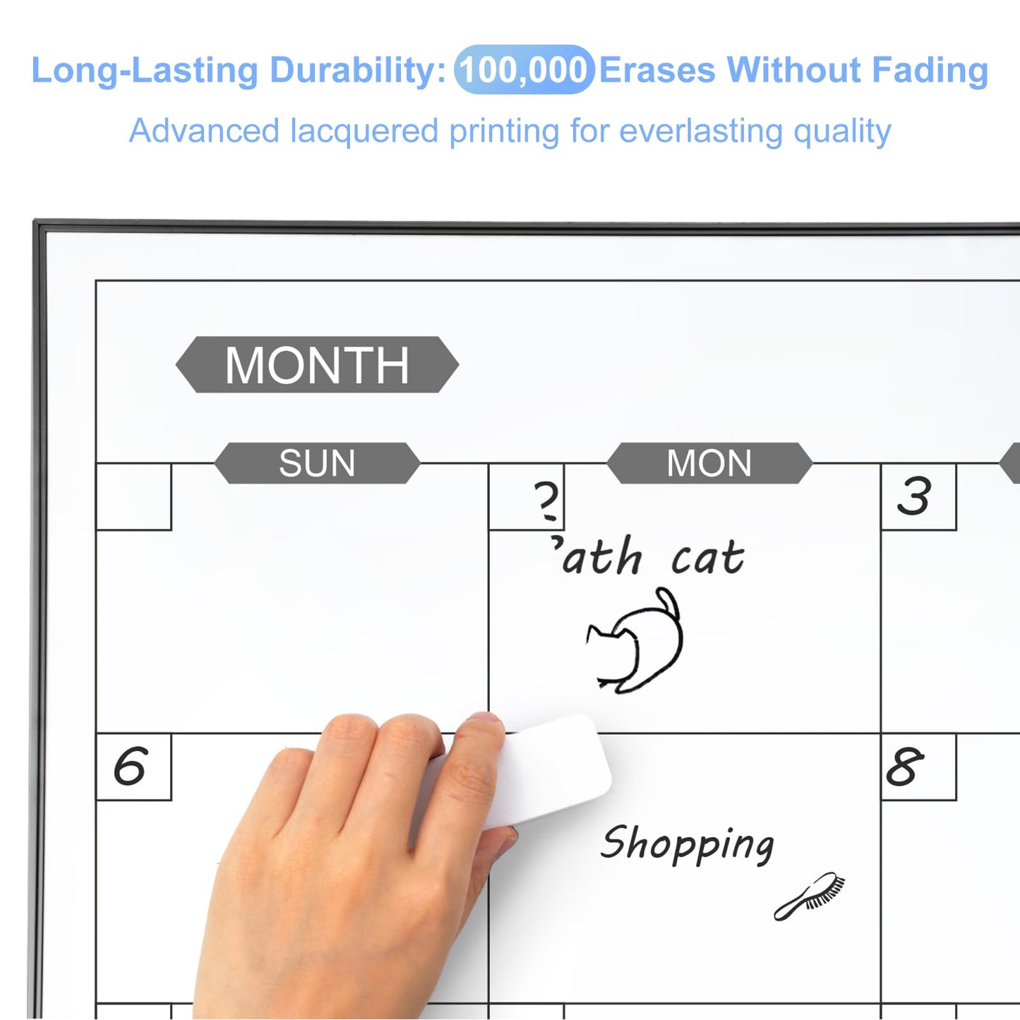 ARCOBIS Dry Erase Calendar for Wall, 36" x 24" Magnetic Monthly White Board Calendar Dry Erase, Hanging Whiteboard Planner for School, Home, Office, Black Frame