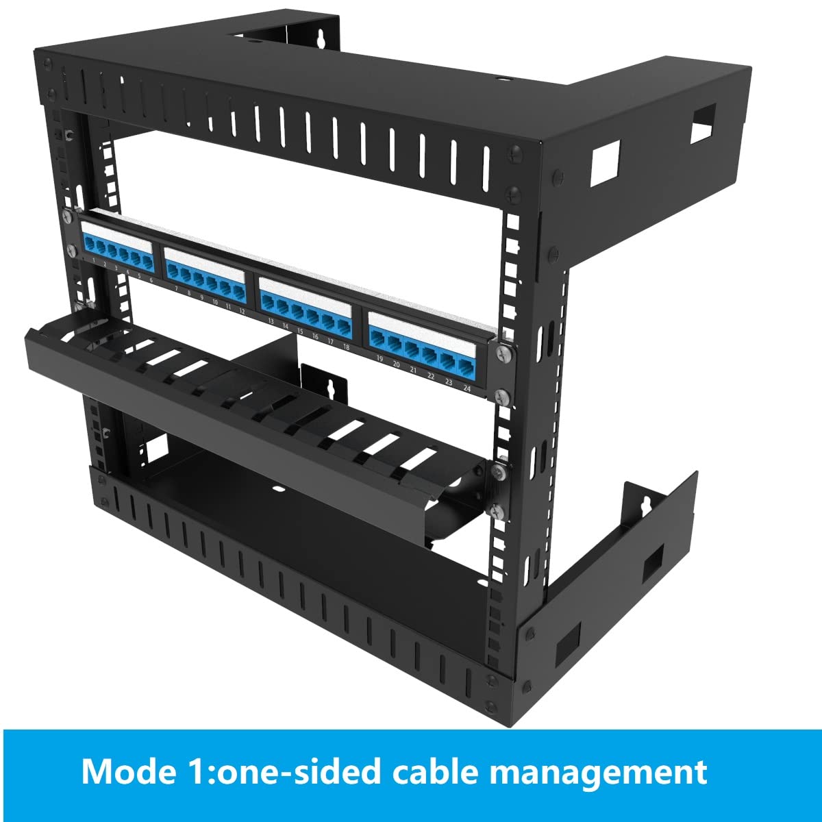 Jingchengmei 2 Pack of All Metal 1U Cable Management Horizontal Rack Mount Cable Manager with 12 Big Finger Slots for 19-inch Server Rack or Cabinet