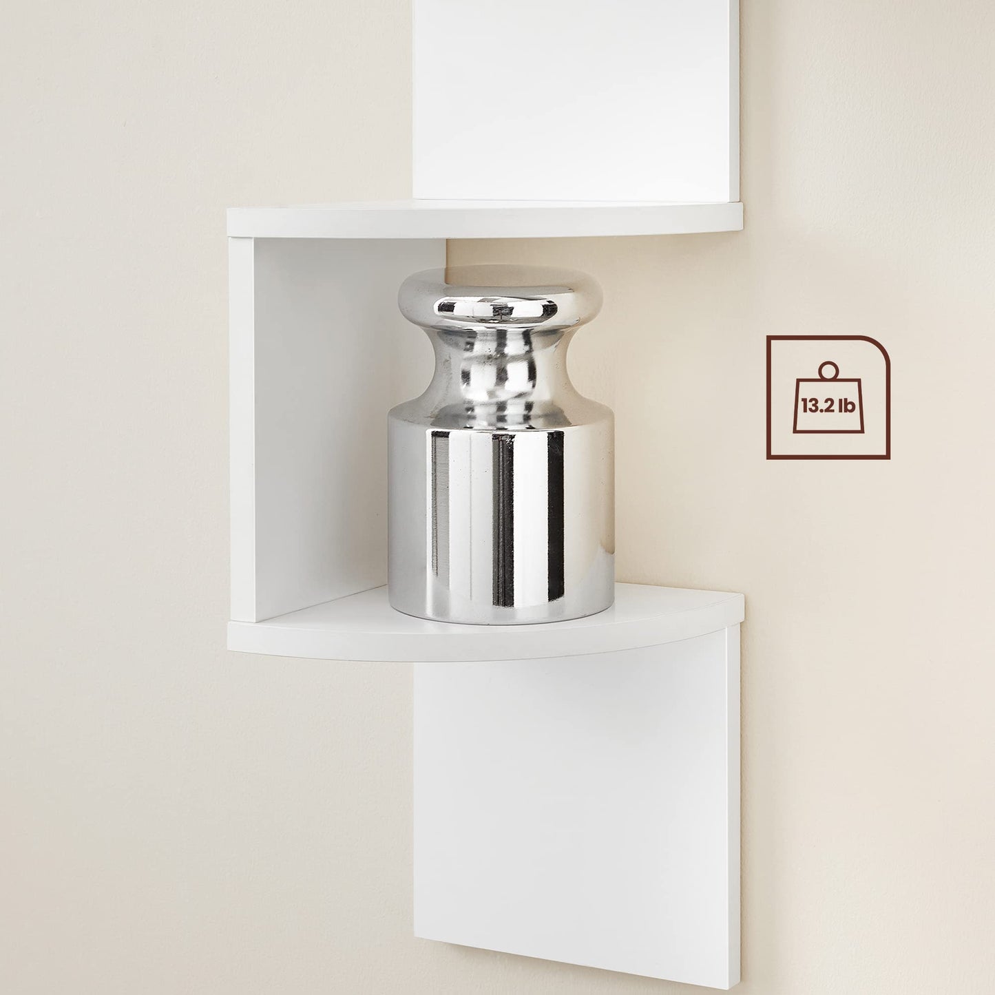 VASAGLE Custos Collection - Corner Shelf Wall Mount, 5-Tier Floating Corner Bookshelf, Plant Shelf for Bedroom, Living Room, Bathroom, Home Office, Cloud White ULBC72WT