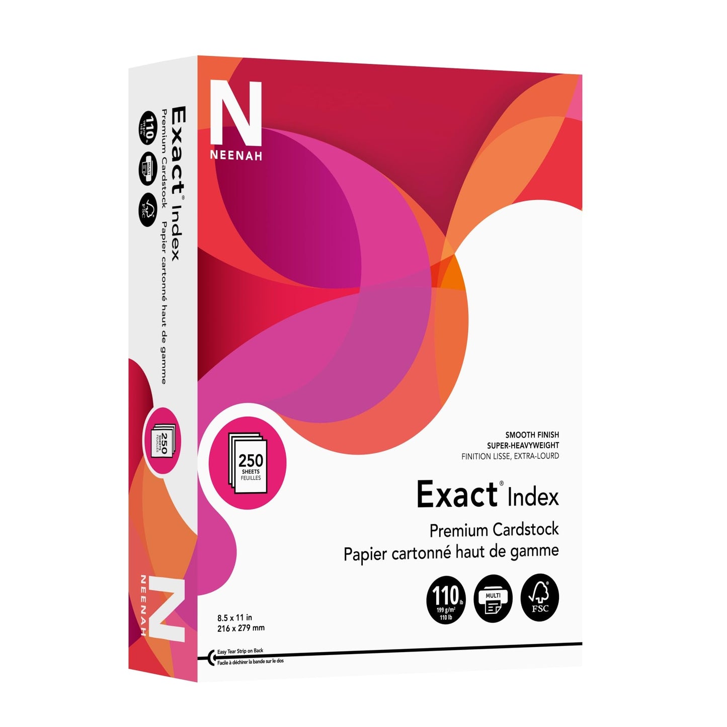 Neenah Exact Index Cardstock, 110 lb, 8.5 x 11 Inches, 250 Sheets, White