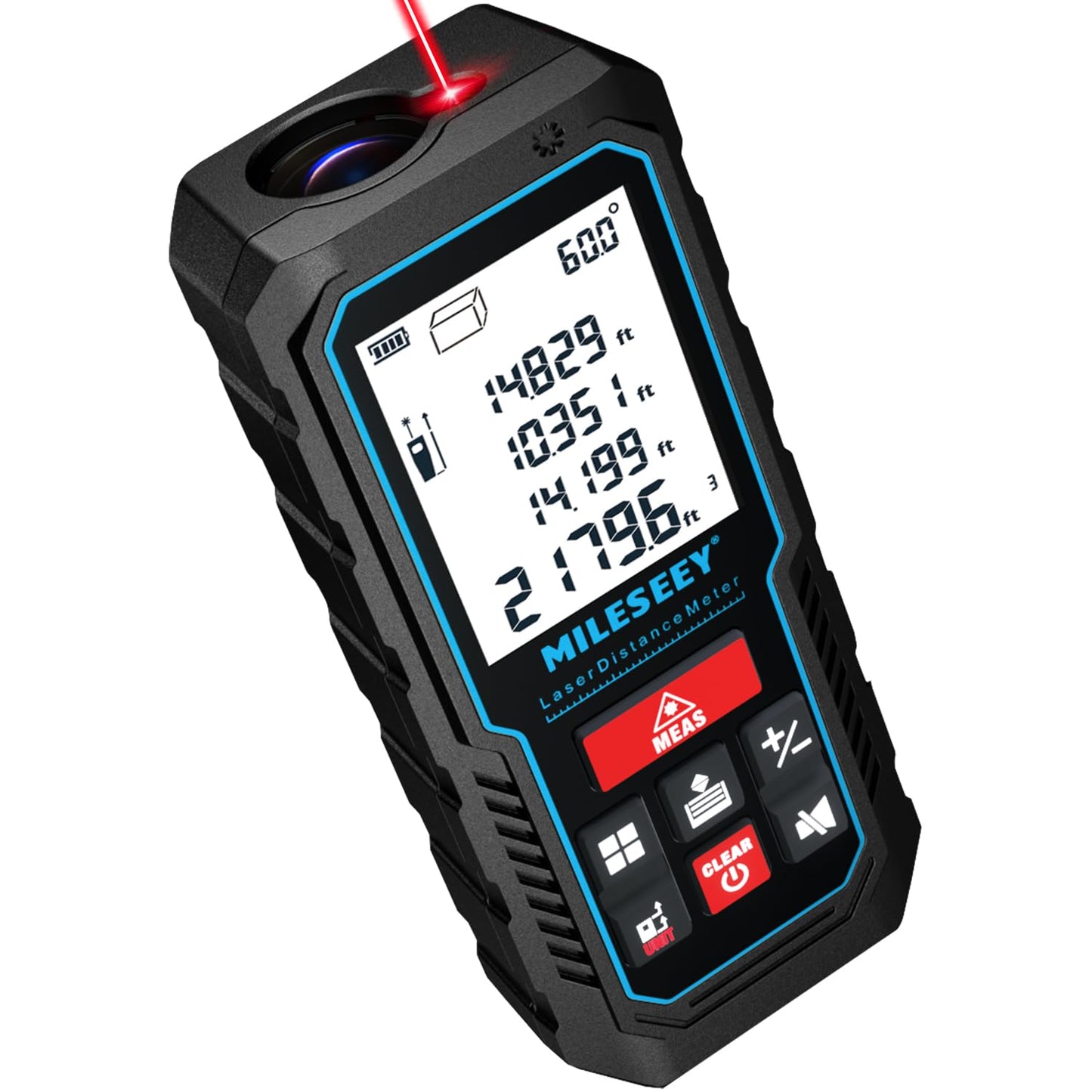 229Ft Laser Measure Device, Mileseey Digital Laser Tape Measure with Upgraded Electronic Angle Sensor, ±2mm Accuracy, Area Measurement,Volume and Pythagoras, Backlit LCD,Mute, Battery Included