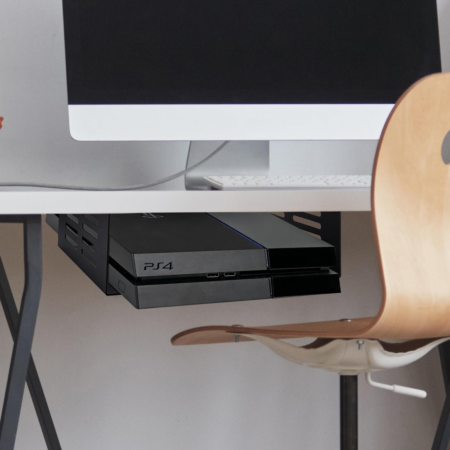 Patioer Under Desk Computer Mount for Small Form Factor SFF Computers Laptop and PCs, Compatible with PlayStation 4 PS4 Pro PS4 Slim (12" W x 4" H x 11" D)