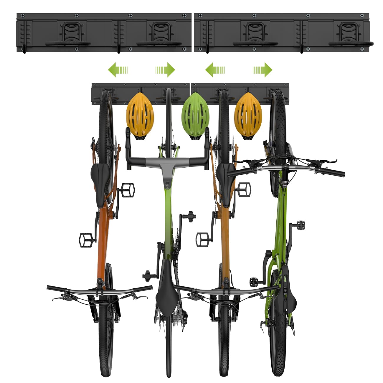 Housolution Bike Wall Mount 32Inch for 4 Bikes + 3 Helmets, Up to 300lbs, Heavy Duty Bike Hangers for Garage, Bike Hooks for Garage, Solid Steel Bicycle Storage, Bike Storage Rack, Black