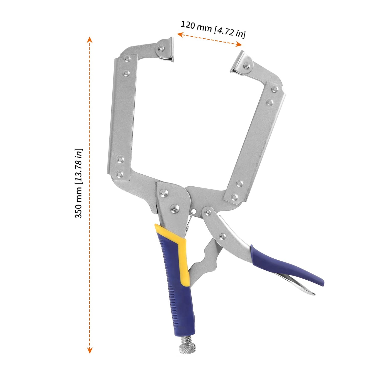 HOZEON 3 PCS 14 Inch C Clamp Locking Pliers, Heavy Duty Welding C Clamp Pliers with Swivel Pads, Vise Grip Locking Pliers Face Clamps for Woodworking, Welding, Building