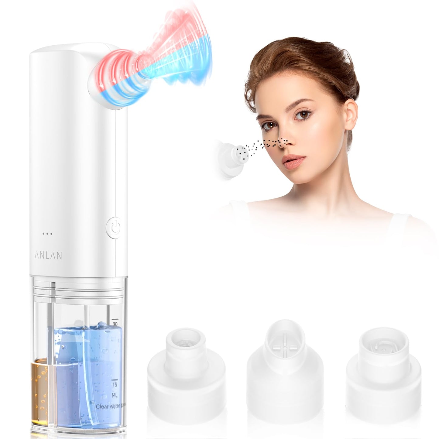Blackhead Remover Pore Vacuum, Facial Pore Cleaner, Deep Cleansing & Rejuvenation with 2-in-1 Visible Water Tank (Wastewater Separation), Microbubble Blackhead Extractor, 3 Adjustable Suction Levels