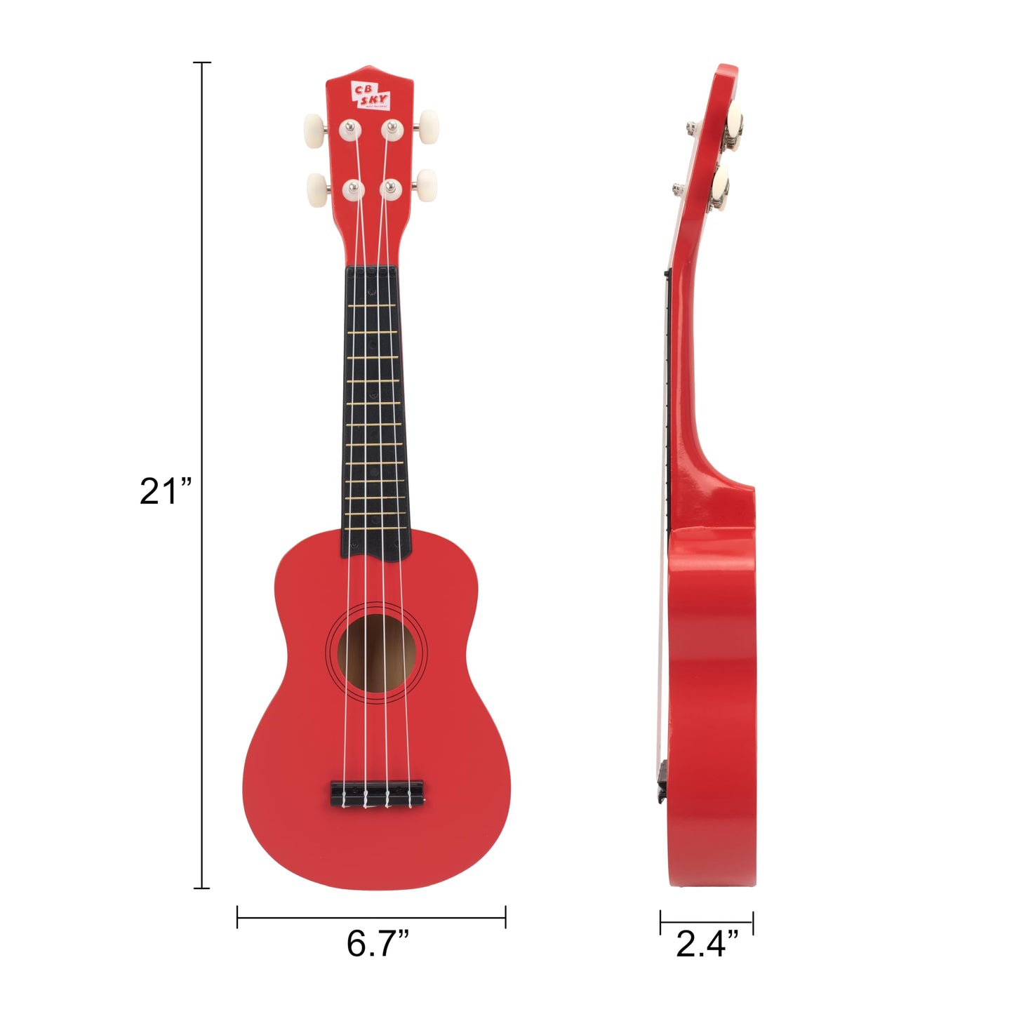 CB SKY 21" (53cm) Soprano Ukulele for Kids/Beginners - Red
