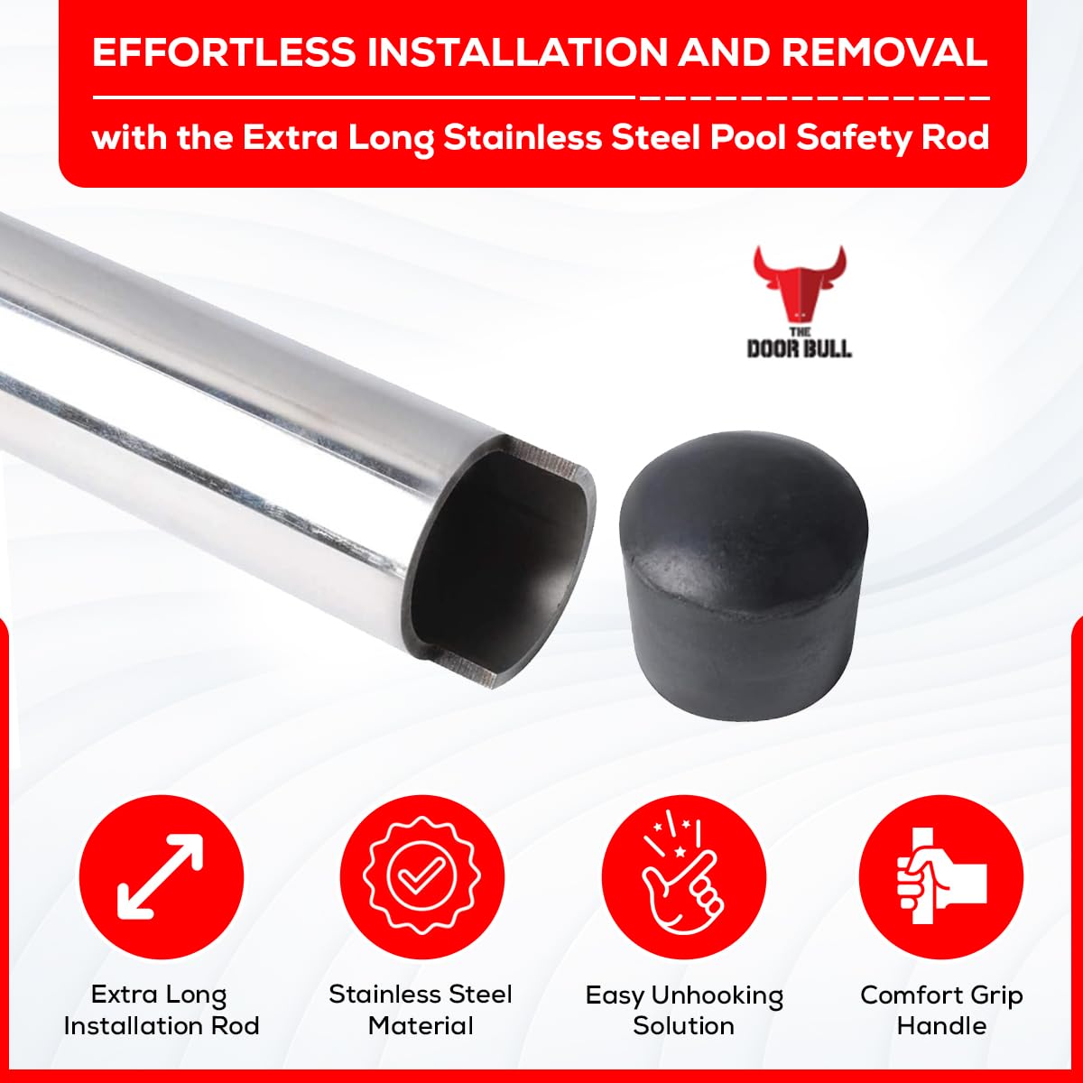 30 inches Extra Long Heavy Duty Swimming Pool Safety Cover Installation, Removal Rod Tool Plus Anchor Hex Key - Rod with Hex Key Combo