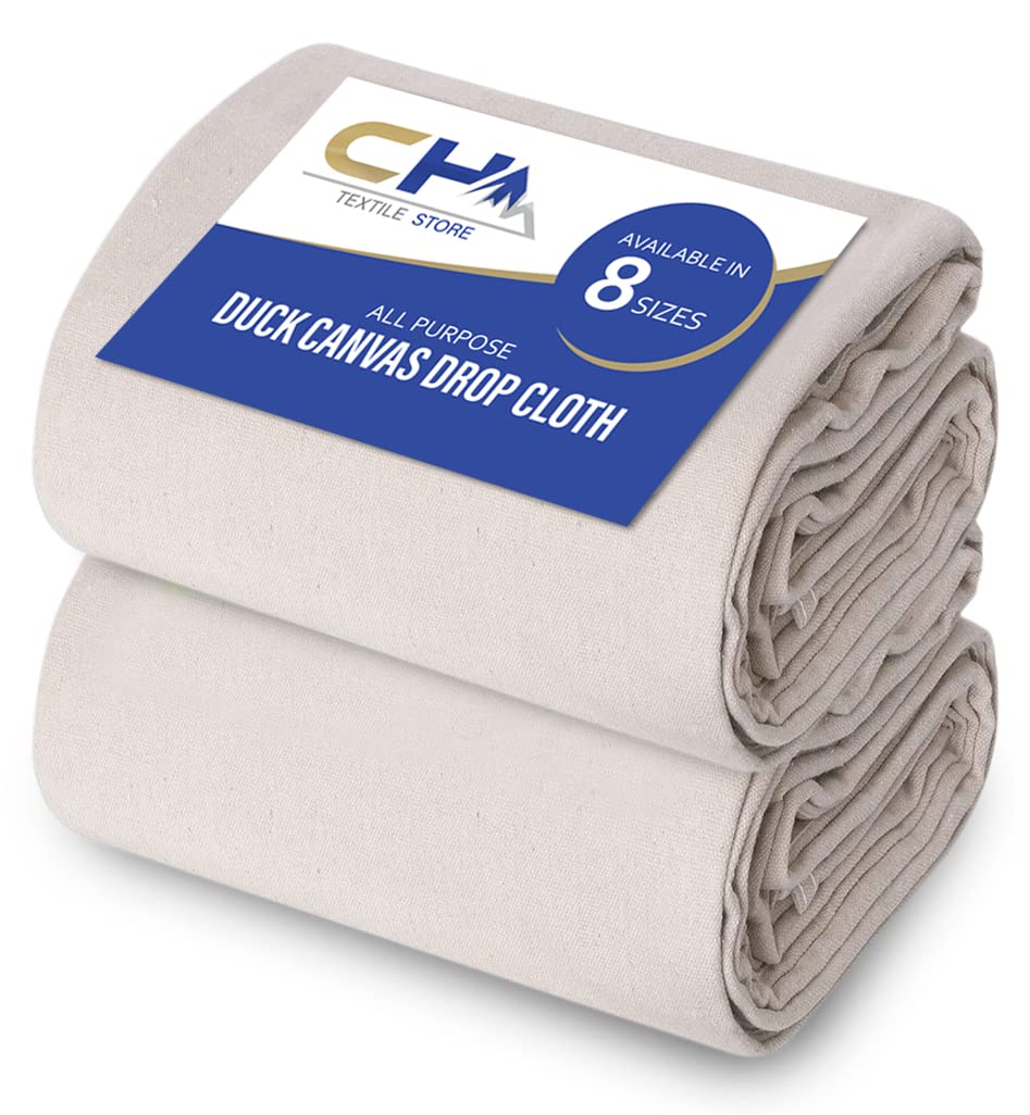 Canvas Drop Cloth for Painting (Size 6 x 9 Feet - Pack of 2) - Pure Cotton Painters Drop Cloth for Painting, Furniture & Floor Protection - All Purpose Thick Canvas tarp with Double Stitched Edges
