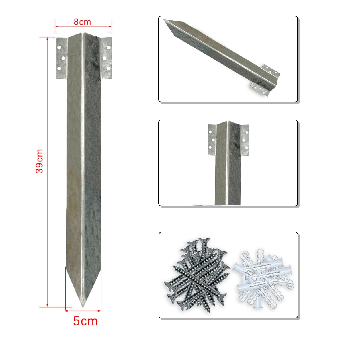 10pk Garden Edging Stakes,Heavy Duty Metal Sleeper Stakes for Driveway Garden Edging,Railway Sleeper Bracket-Driveway Path Edging-Straight Edging Bracket,Corner Timber Stake-Galvanised Steel Metal
