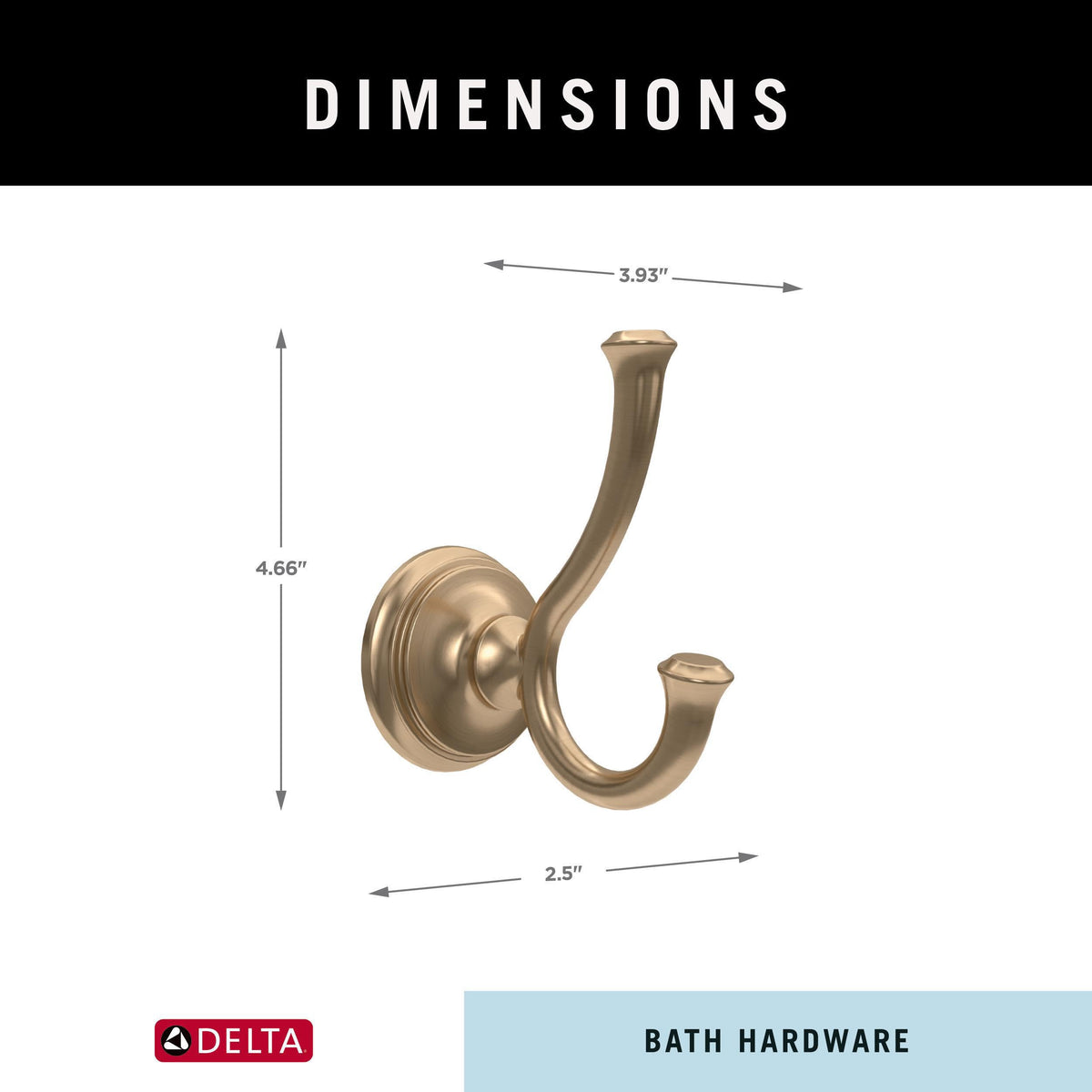 Delta Faucet 79735-CZ Cassidy Double Robe Hook, Champagne Bronze
