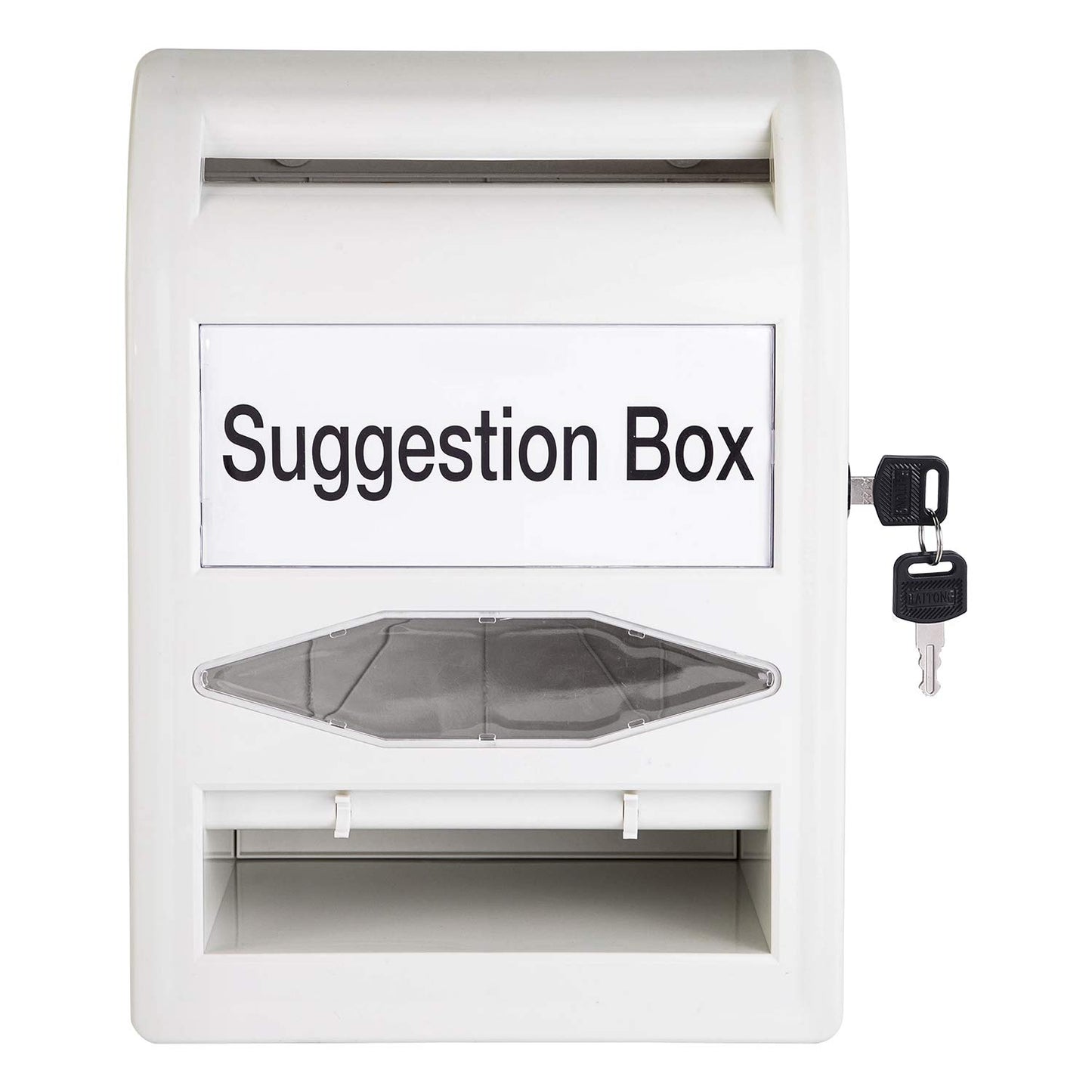 Amazon Basics ABS Suggestion Box with Lock and Key, Donation/Ballot Box,‎ 8.2" x 4.7" x11.3'' , Non-clear