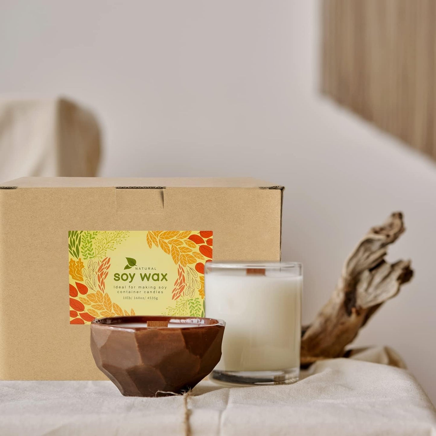 10LB Natural Soy Wax Flakes for Candle Making - 160oz Pure Soy Wax Kit, Ideal for DIY Container & Pillar Candles, Additive - Free & Unscented.